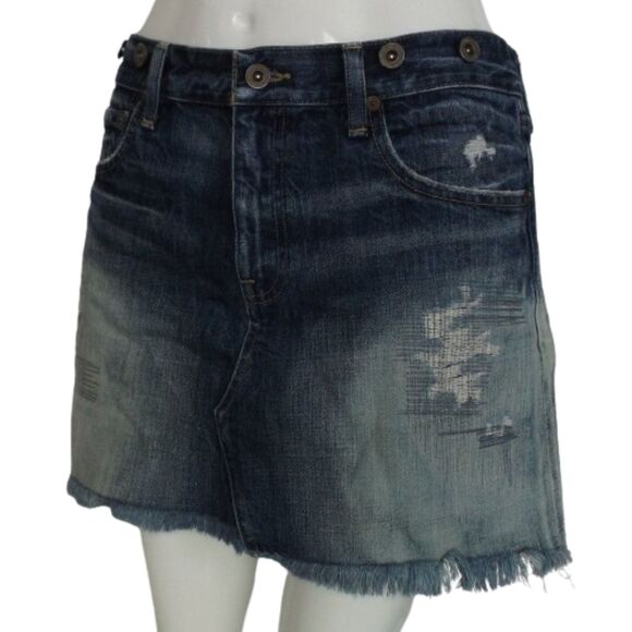 RALPH LAUREN POLO Skirt, 30, Denim Mini, Pockets, Distressed, Cutoff, Zipper fly - Picture 2 of 11